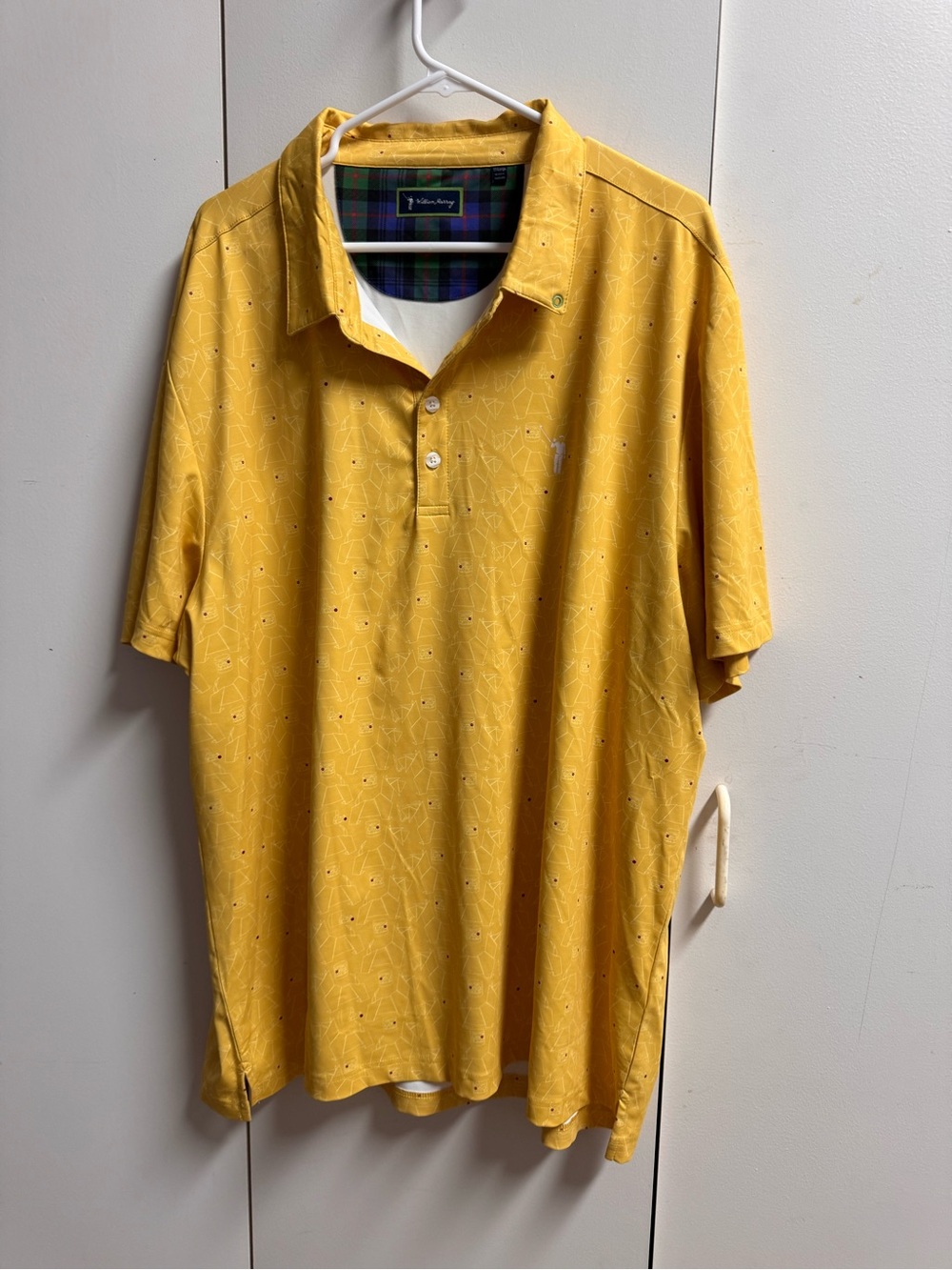 William Murray Golf Mustard Yellow Geometric Print Polo